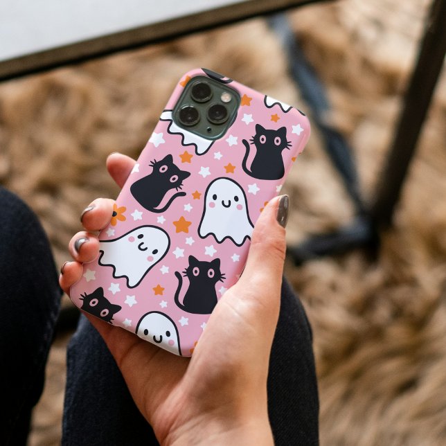 iPhone/iPad-Gehäuse Case-Mate iPhone Hülle (👻🐱‍👤✨ Halloween Cats And Ghosts, Kawaii Cute Halloween Phone Case)