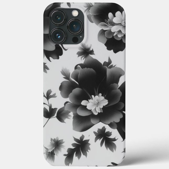 iPhone/iPad-Gehäuse in Schwarz/Weiß-Blumen-Design Case-Mate iPhone Hülle (Rückseite)