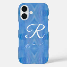 iPhone/iPad-Gehäuse mit Monogramm blau und weiß iPhone 16 Hülle
