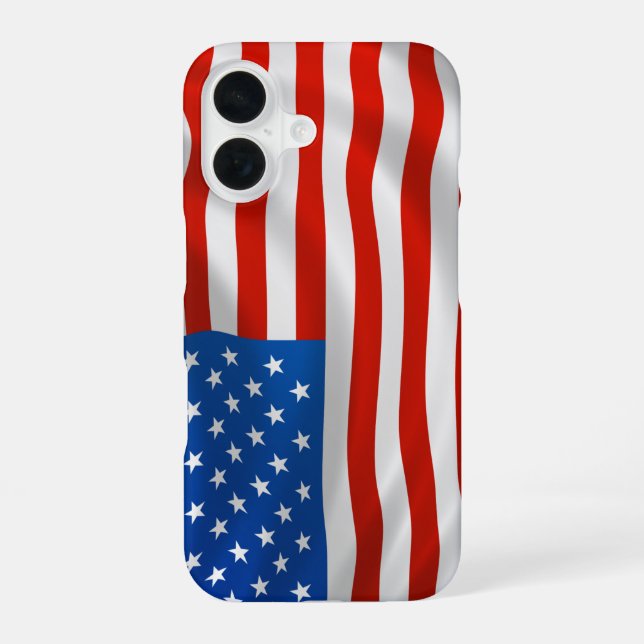 iPhone mit amerikanischer Flagge 16 Fall stolz Wav Hülle (Rückseite)