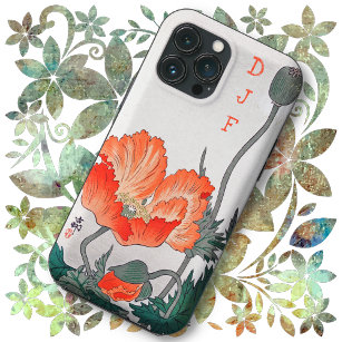 iPhone / Samsung CASE - Rot-Orange Blumendesign