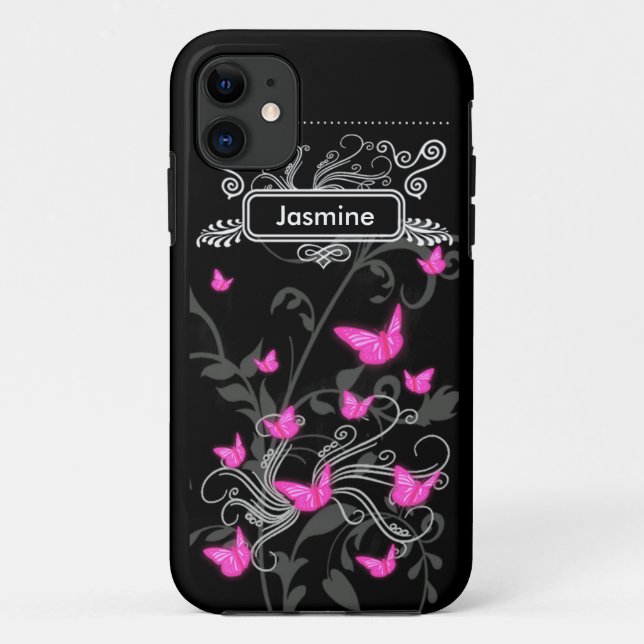iPhone SE + iPhone 5/5S Case Pink Butterflies (Rückseite)