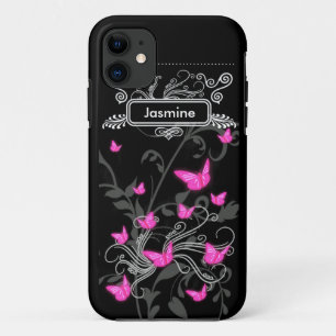 iPhone SE + iPhone 5/5S Hülle Rosa Schmetterlinge
