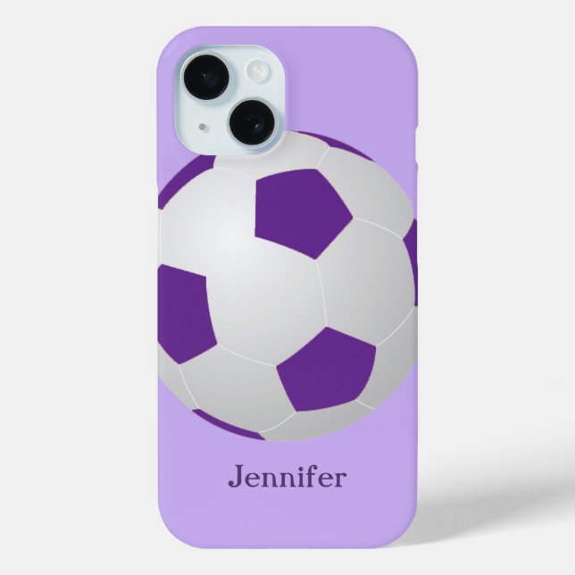 iPhone Soccer, Lila Personalisierter Name Case-Mate iPhone Hülle (Rückseite)