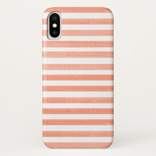 iPhone X Case für Peach und White Stripe (Rückseite)