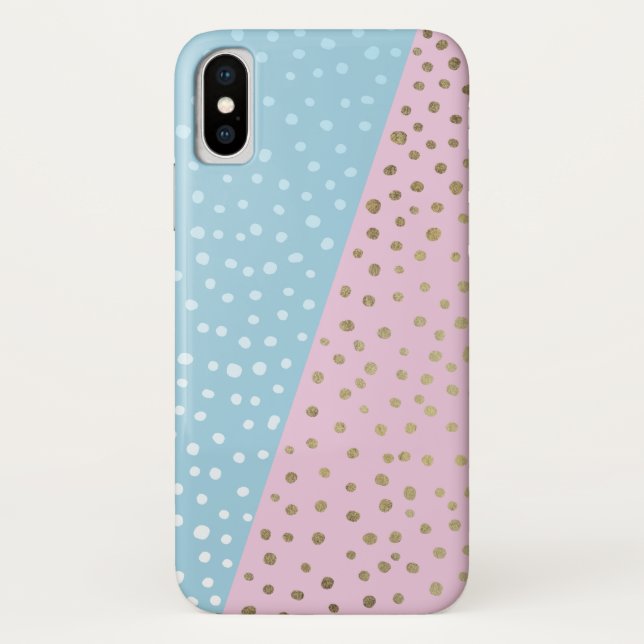 iPhone X-Fall mit weißem und goldenem Bronze-Dot-M Case-Mate iPhone Hülle (Rückseite)
