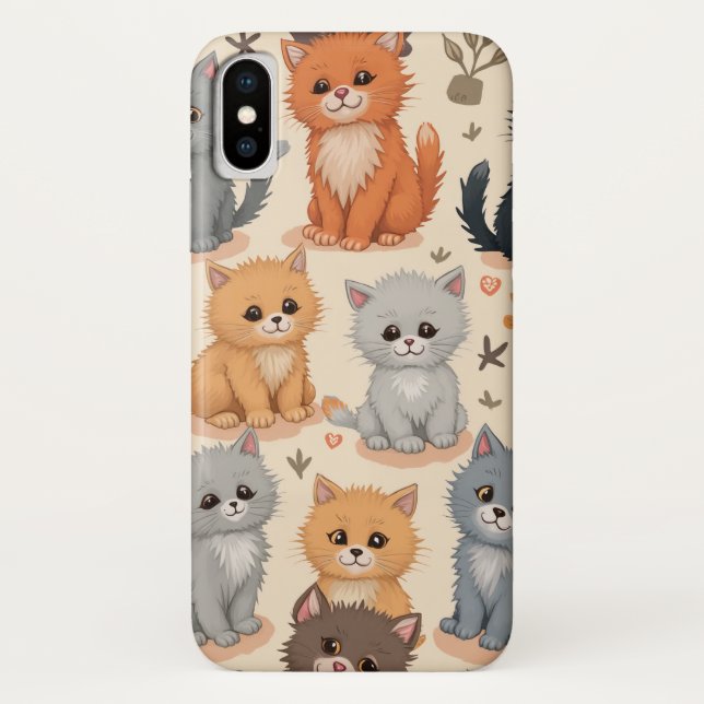 iPhone X Hüllen Niedliches Kitten Muster Handy Cas (Rückseite)