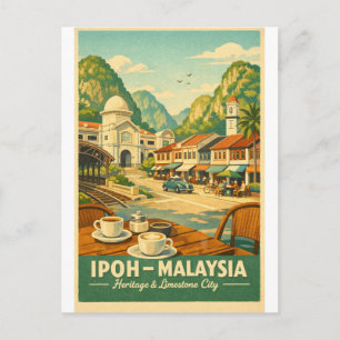 Ipoh City, Malaysia Retro-Reise Postkarte