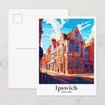 Ipswich England Vintage Travel Illustration
