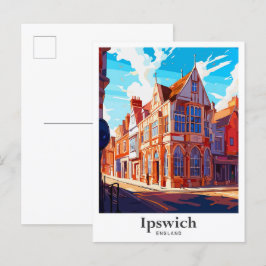 Ipswich England Vintage Travel Illustration Postkarte
