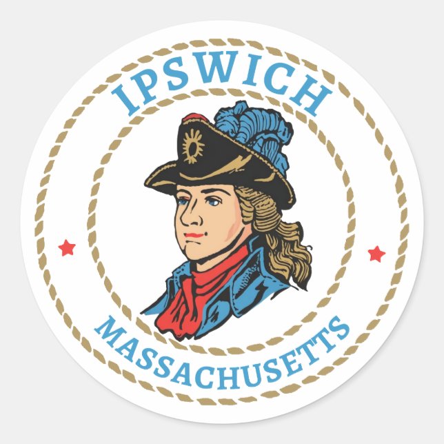 Ipswich Massachusetts Colonial Runder Aufkleber (Vorderseite)