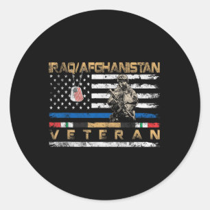 Irak Afghanistan Veteran Vintage Flagge Patriotic Runder Aufkleber