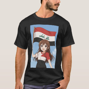 Irak-Flagge Anime-Heldin lustig T-Shirt