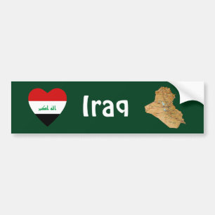 Irak-Flagge Herz + Karte Aufkleber Autoaufkleber