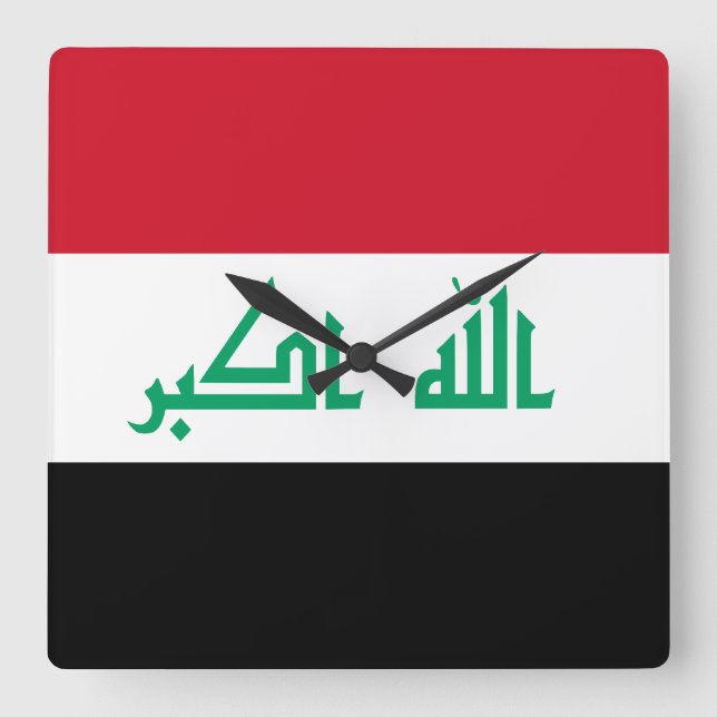 Irak-Flagge Quadratische Wanduhr (Vorderseite)
