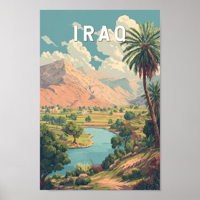 Irak Illustration Reise Kunst Vintage Poster (Vorne)
