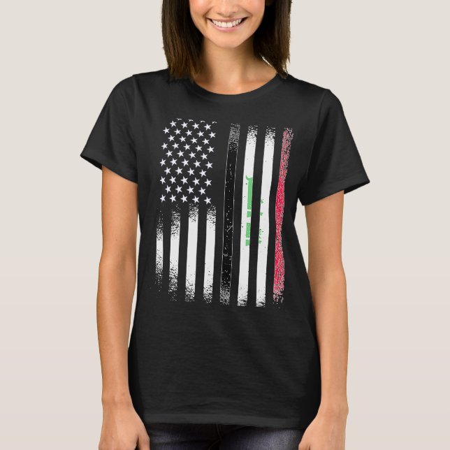 Irakischer Amerikaner Patriot Grown Land USA Flagg T-Shirt (Vorderseite)