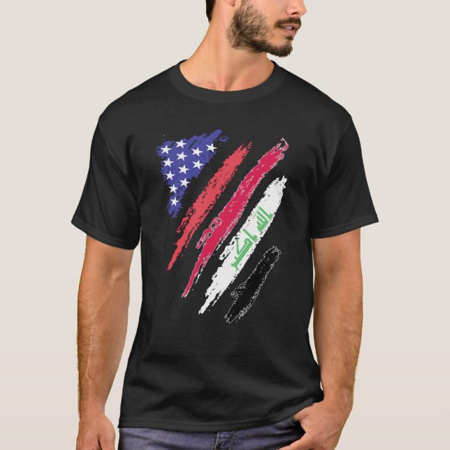 Irakischer Patriot Grown Heart Flag Streifen T-Shirt (Vorderseite)