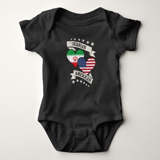 Iran American Heart Flags Iran Amerika Baby Strampler (Vorderseite)