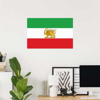 Iran Flag Lion And Sun Shah of Iran Flag Poster