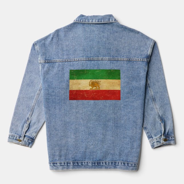 Iran Flag Löwe und Sonnenschein der iranischen Fla Jeansjacke (Rückseite)