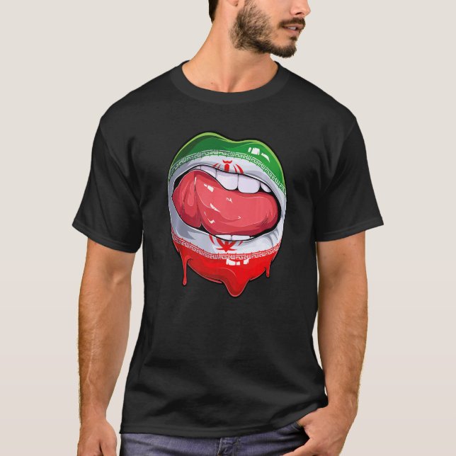 Iran Flag Mouth Soccer Iran T-Shirt (Vorderseite)