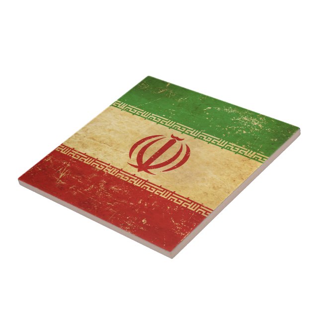 Iran Flag Vintag Design Keramik Tile Fliese (Seite)