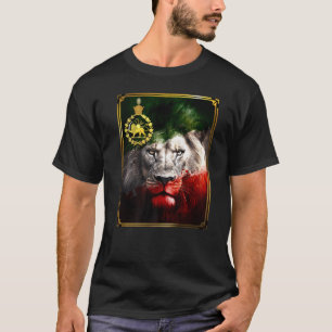 Iran-Flagge auf Löwenkopf mit einem goldenen Löwen T-Shirt
