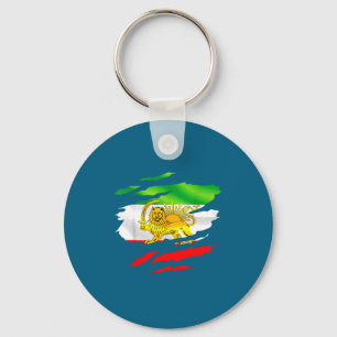 Iran-Flagge-Karte-Löwe-Sonne-Kunstwerk Schlüsselanhänger