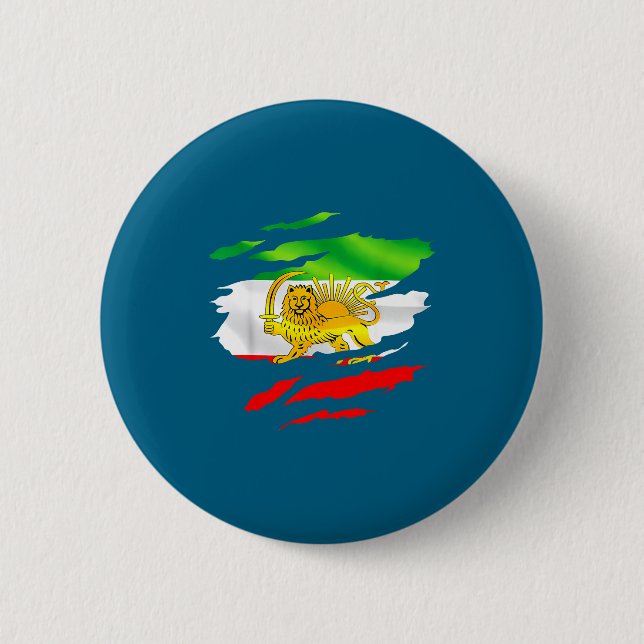 Iran-Flagge-Karte-Löwe-Sonne-Überlebender-Design Button (Vorderseite)