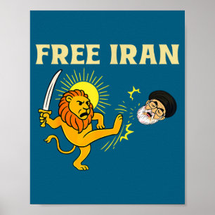 Iran-Flagge Löwe Illustration Poster