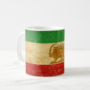 Iran-Flagge Löwe und Sonne Schah des Iran-Flagge Kaffeetasse
