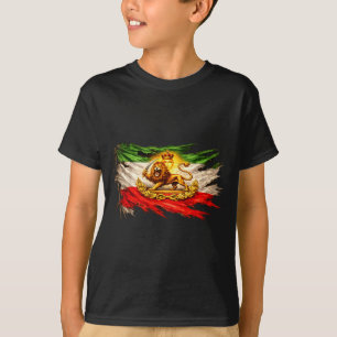 Iran-Flagge mit Löwe und Sonnen-Emblem, Vintage Pe T-Shirt