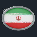 Iran-Flagge Ovale Gürtelschnalle<br><div class="desc">Patriotische Flagge des Iran.</div>