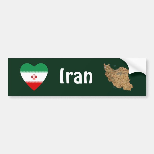 Iran Flaggenschwerpunkt + Karte Autoaufkleber (Vorne)
