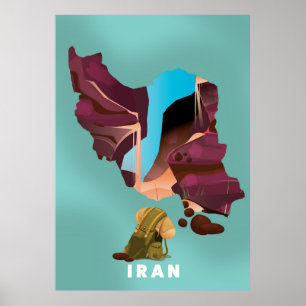 Iran illustrated travel poster print