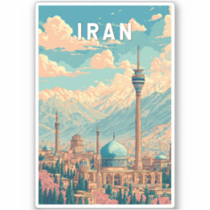 Iran Illustration Reise Kunst Vintage Aufkleber