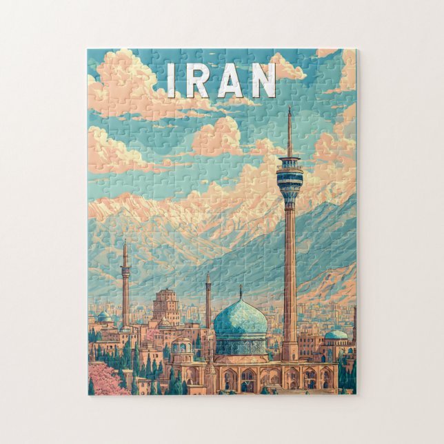 Iran Illustration Reise Kunst Vintage Puzzle (Vertikal)
