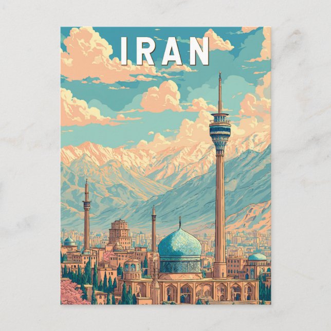 Iran Illustration Travel Art Vintage Postkarte (Vorderseite)