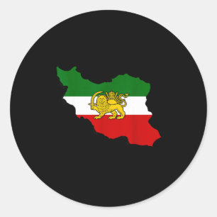 Iran Karte Löwe Und Sonne Persisch Pahlavi-Flagge  Runder Aufkleber