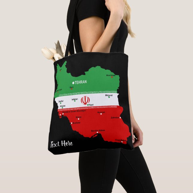 Iran Karte mit Flagge und Emblem (Von Nahem)