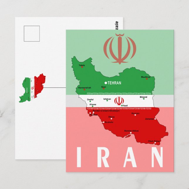 Iran Karte mit Flagge und Emblem (Vorne/Hinten)