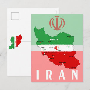 Iran Karte mit Flagge und Emblem