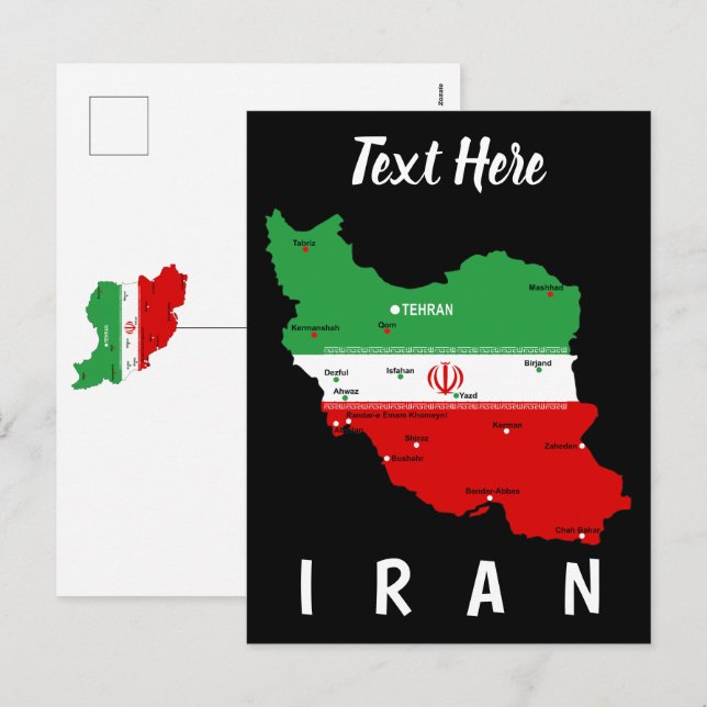 Iran Karte mit Flagge und Emblem (Vorne/Hinten)