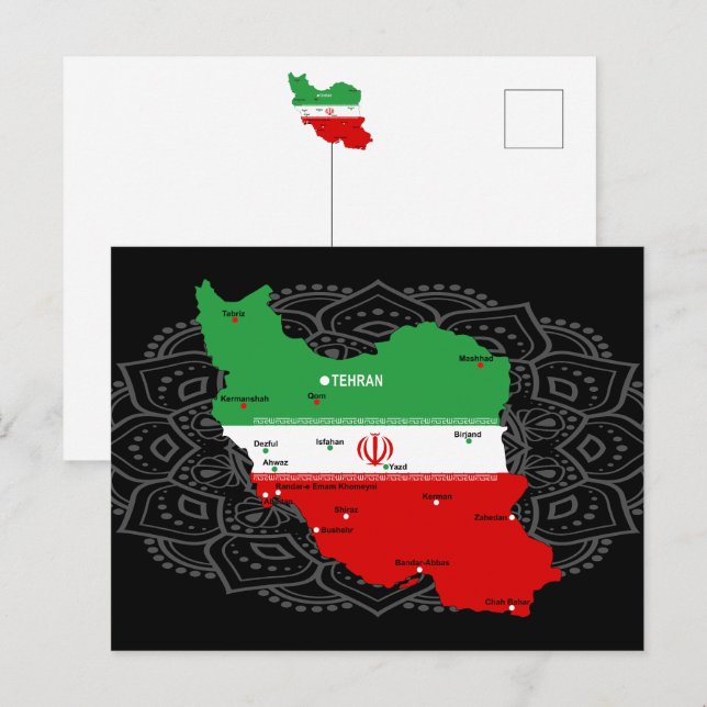 Iran Karte mit Flagge und Emblem (Vorne/Hinten)