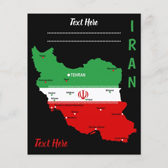 Iran Karte mit Flagge und Emblem (Vorne)