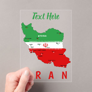 Iran Karte mit Flagge und Emblem Acryleinladungen