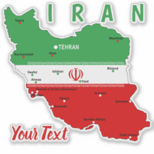 Iran Karte mit Flagge und Emblem Aufkleber