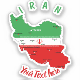 Iran Karte mit Flagge und Emblem Aufkleber