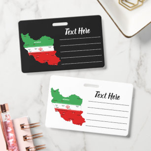 Iran Karte mit Flagge und Emblem Ausweis